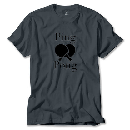 Ping Pong Racket Design Black Renkli Tişört