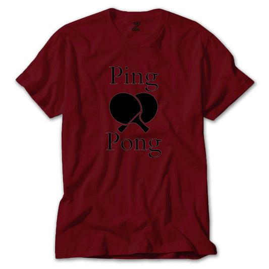 Ping Pong Racket Design Black Renkli Tişört