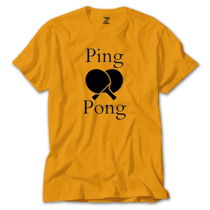 Ping Pong Racket Design Black Renkli Tişört