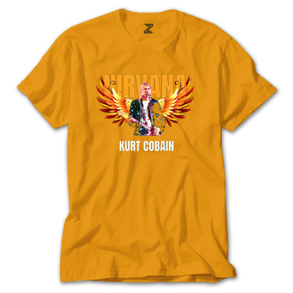 Nirvana Kurt Cobain Guitar Angel Renkli Tişört