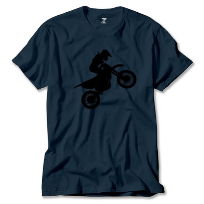 Motocross Motorcycle Siluet Renkli Tişört