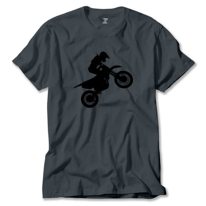 Motocross Motorcycle Siluet Renkli Tişört