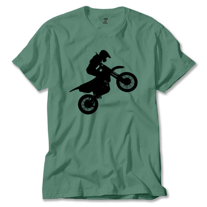 Motocross Motorcycle Siluet Renkli Tişört