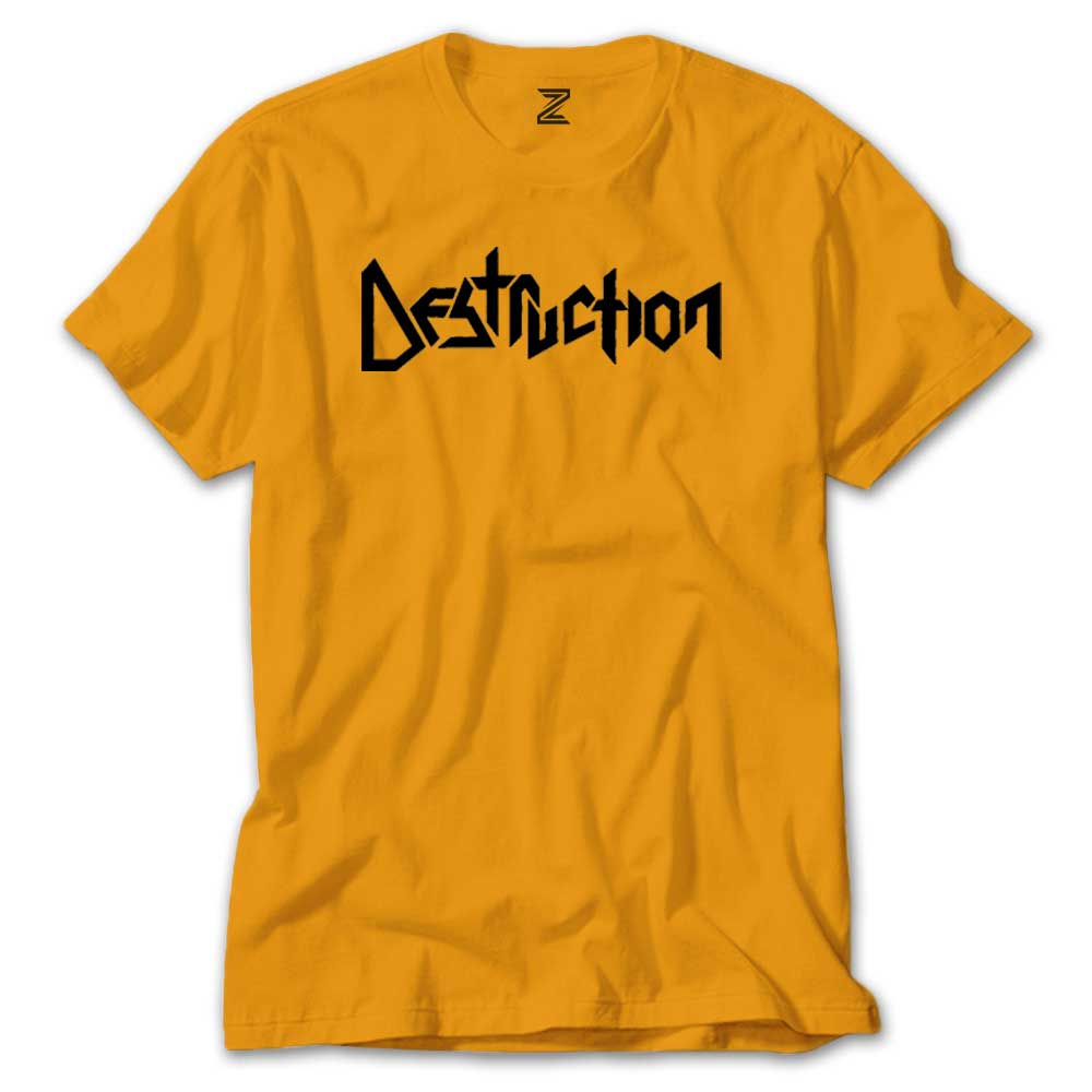 Destruction Text Renkli Tişört