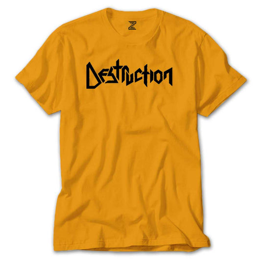 Destruction Text Renkli Tişört