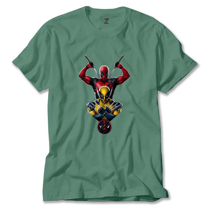 Deadpool Wolverine Warrios Renkli Tişört