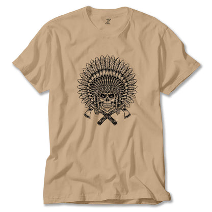 Kızılderili Skull Warrior Renkli Tişört