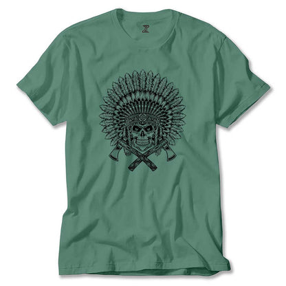 Kızılderili Skull Warrior Renkli Tişört