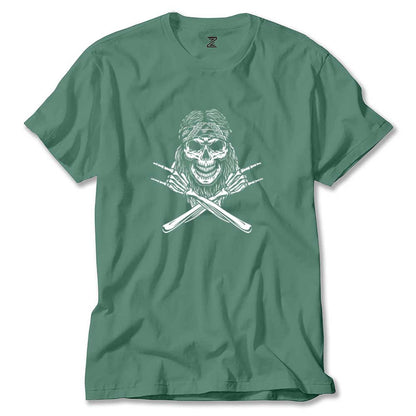 Kovboy Rock N Roll Skull Renkli Tişört