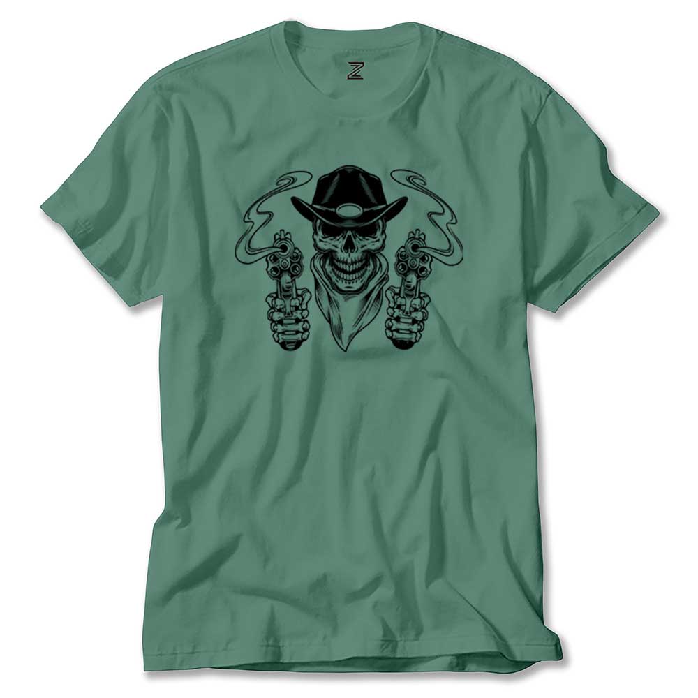 Kovboy Skull Bandana Renkli Tişört