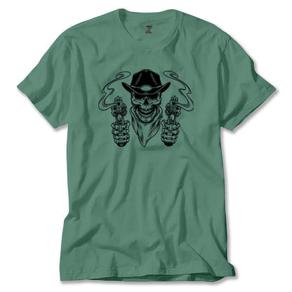 Kovboy Skull Bandana Renkli Tişört