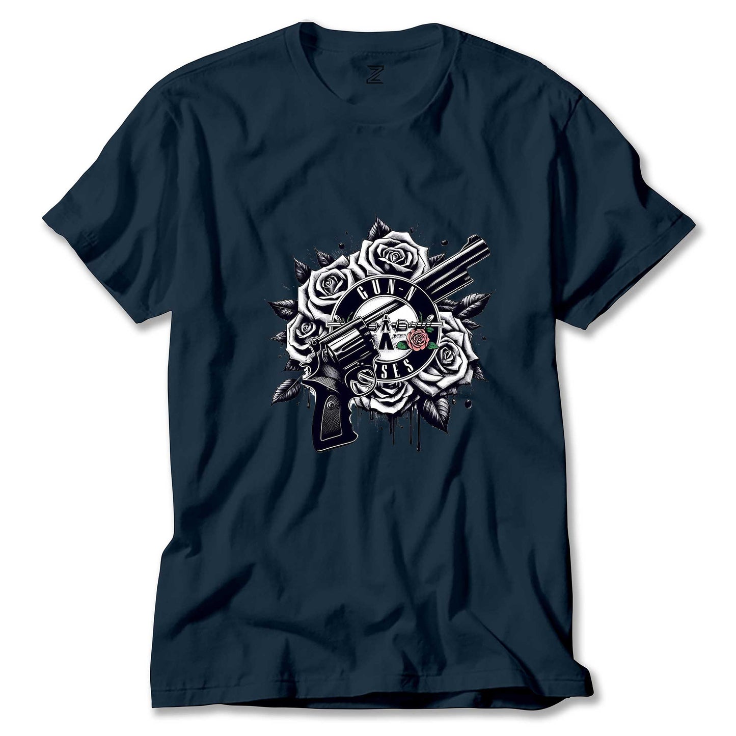 Guns N Roses Siyah Beyaz Logo Renkli Tişört