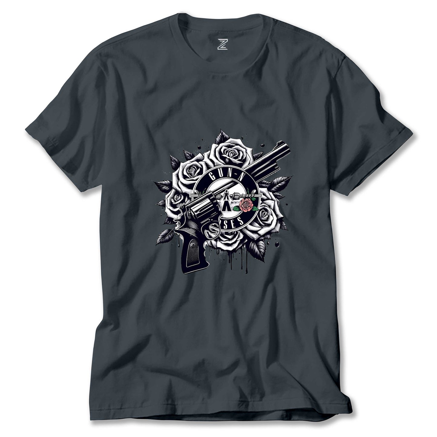 Guns N Roses Siyah Beyaz Logo Renkli Tişört