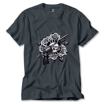 Guns N Roses Siyah Beyaz Logo Renkli Tişört