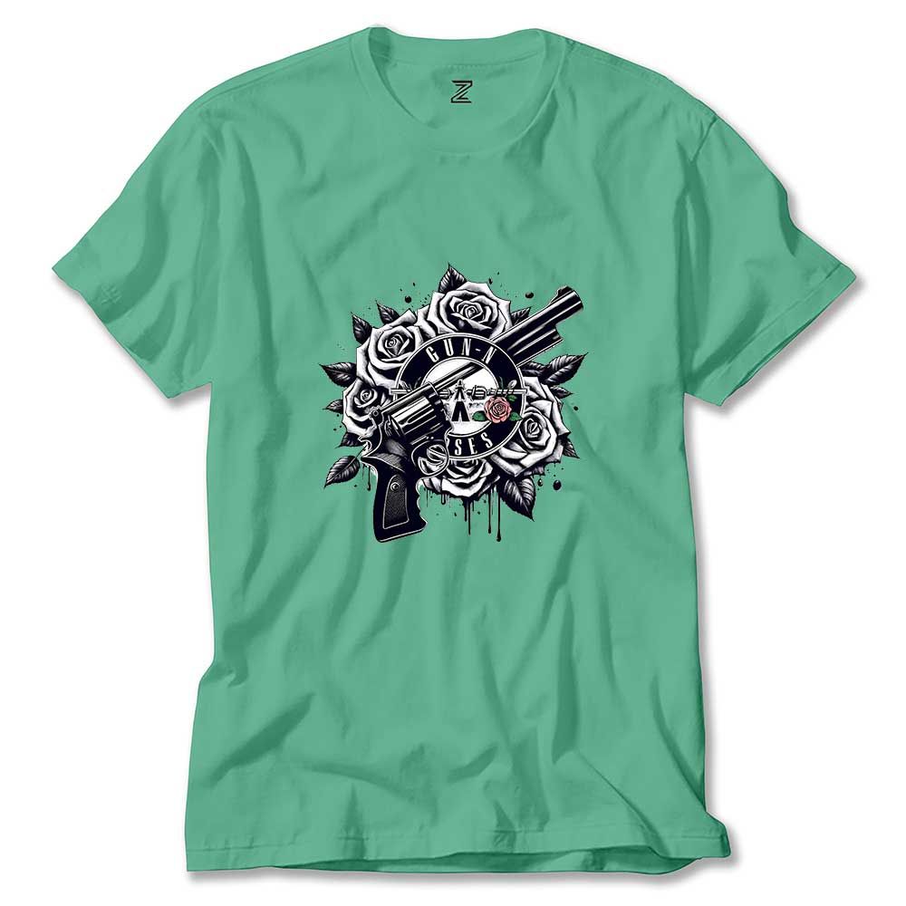 Guns N Roses Siyah Beyaz Logo Renkli Tişört