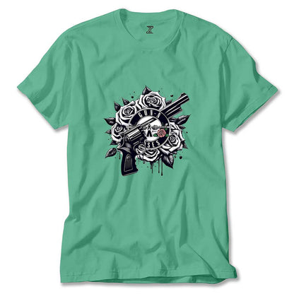 Guns N Roses Siyah Beyaz Logo Renkli Tişört