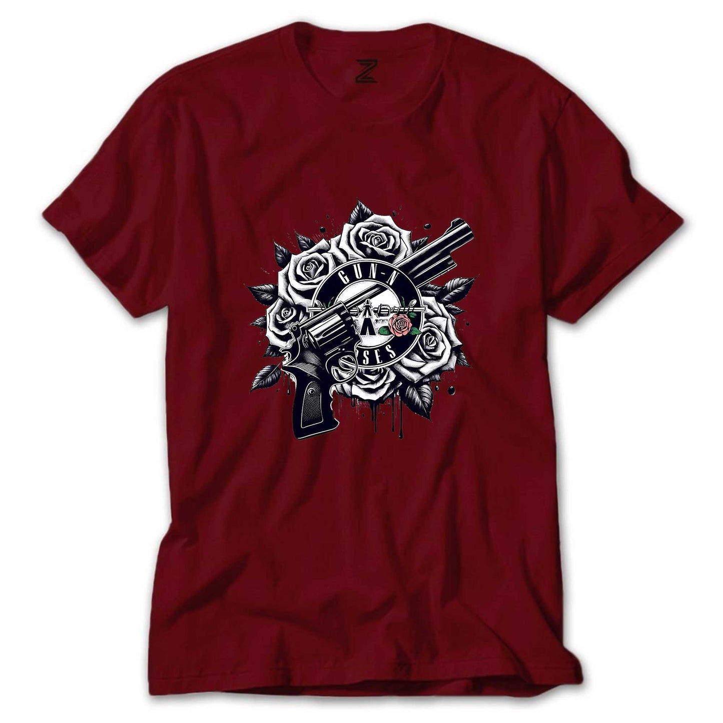 Guns N Roses Siyah Beyaz Logo Renkli Tişört
