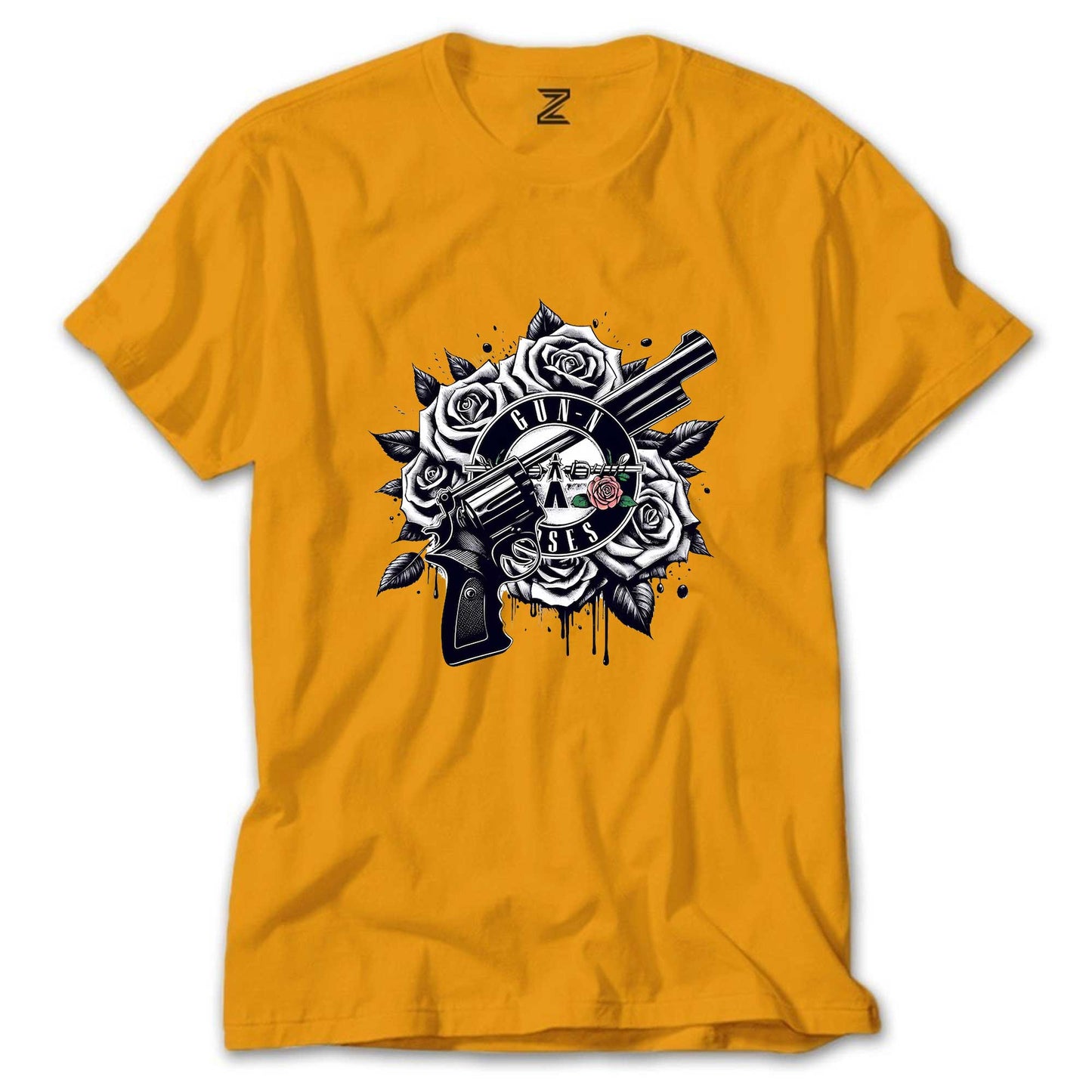 Guns N Roses Siyah Beyaz Logo Renkli Tişört