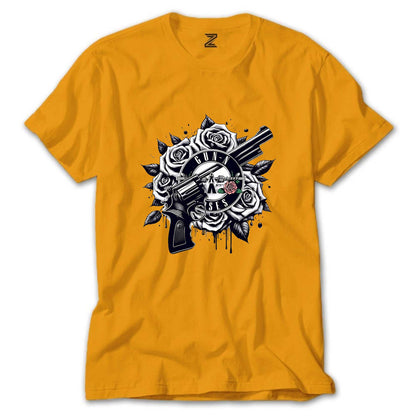 Guns N Roses Siyah Beyaz Logo Renkli Tişört