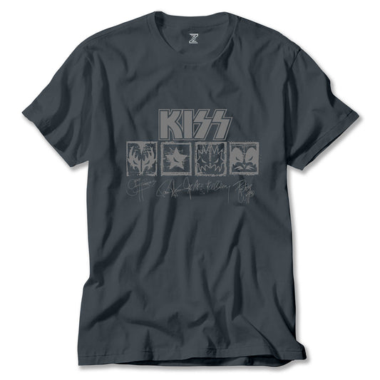 Kiss Logolar Ve İmza Renkli Tişört
