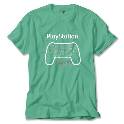 Playstation Gamepad Text Renkli Tişört