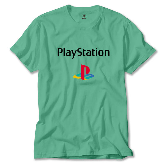 Playstation Logo Text Color Renkli Tişört