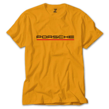 Porsche Text Red Renkli Tişört