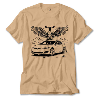 Tesla And Eagle Renkli Tişört