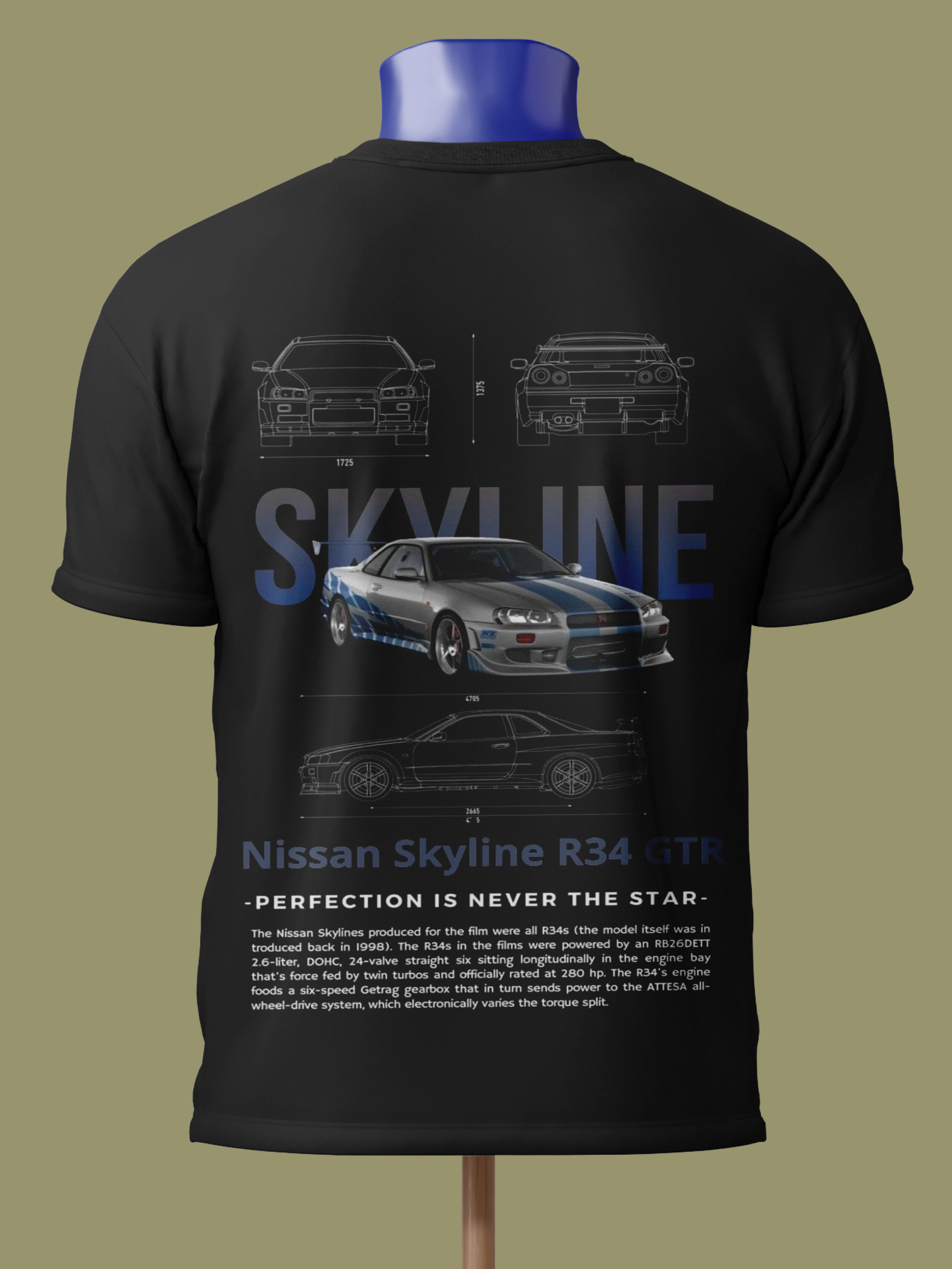Nissan Skyline GTR34 Baskılı Tişört