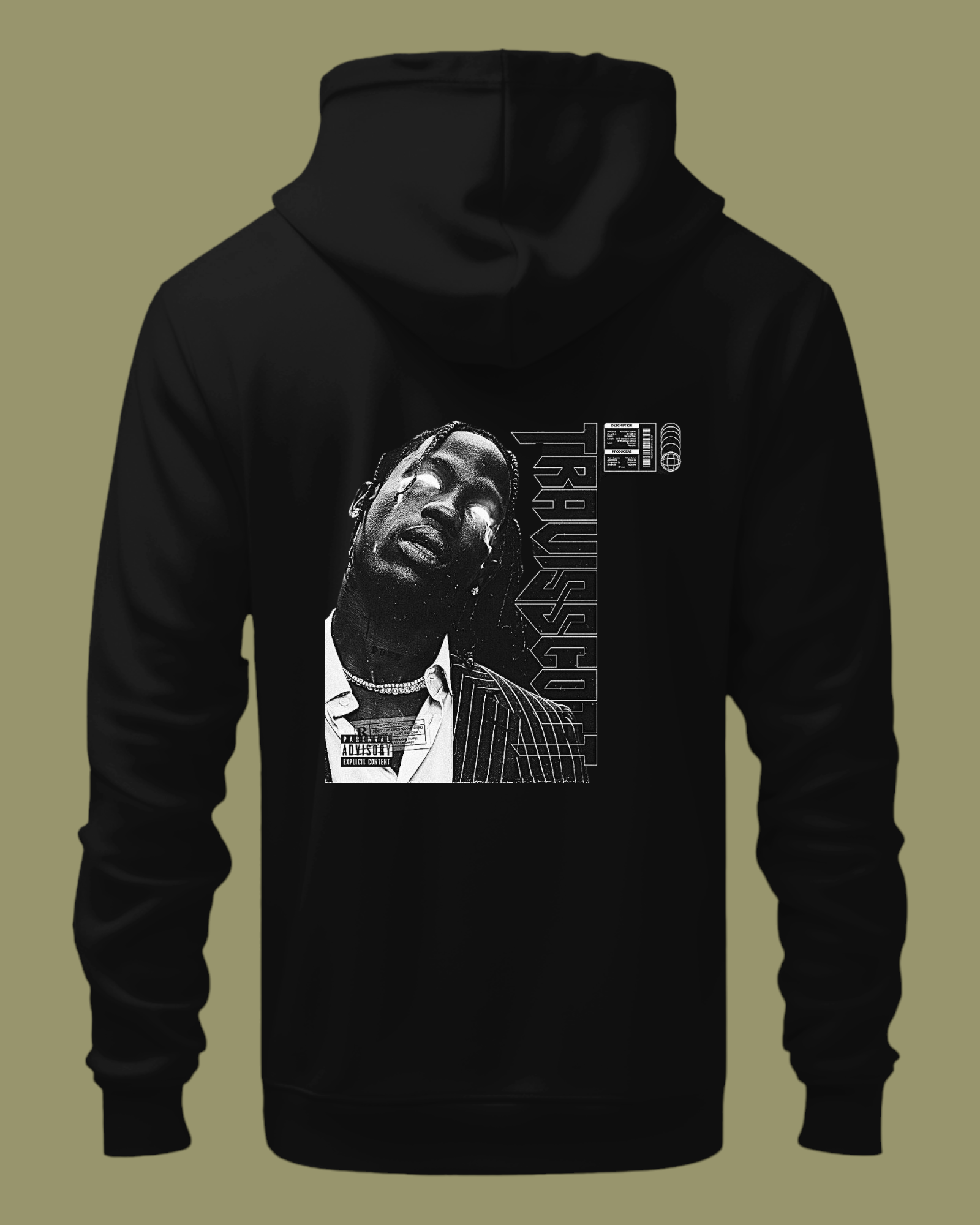 Travis Scott Baskılı Fermuarlı Hoodie