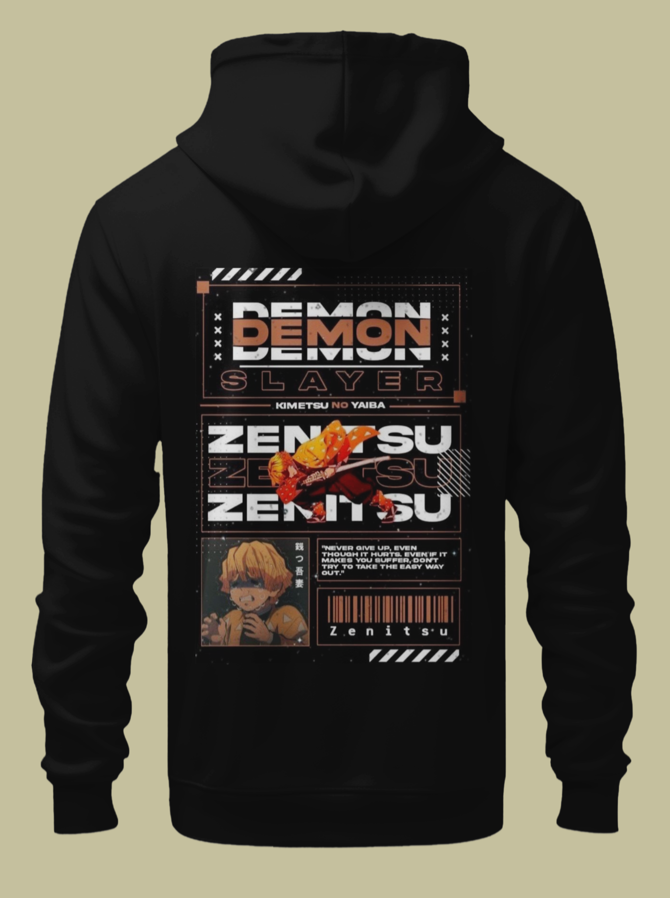Zenitsu Sırt Baskılı Kapşonlu Sweatshirt