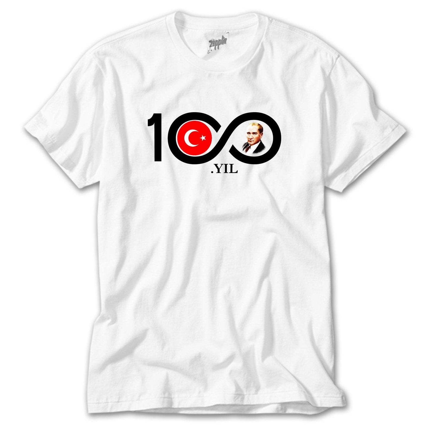 100.Yıl Atatürk Baskılı Beyaz Tişört - Crows Gategiyim