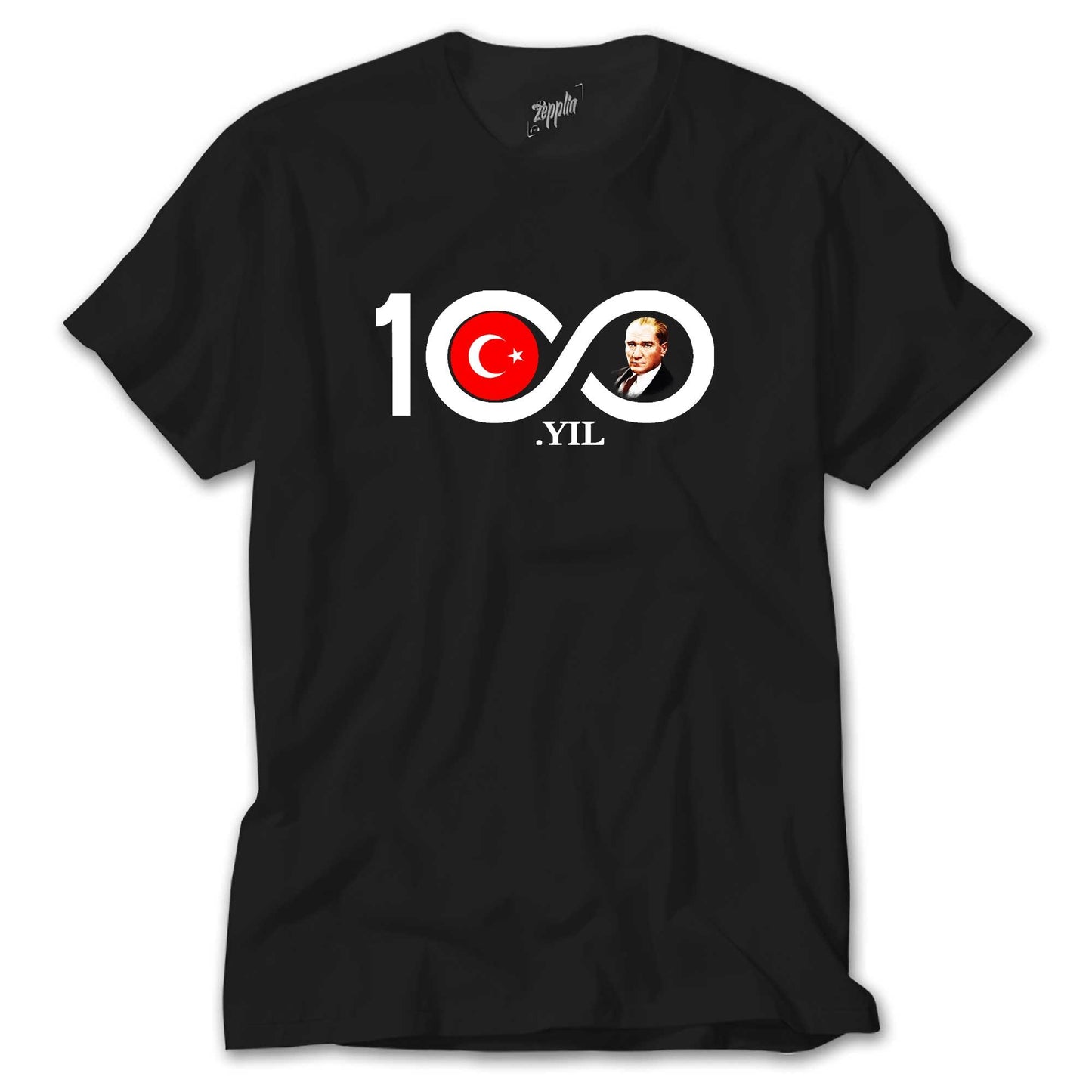 100.Yıl Atatürk Baskılı Siyah Tişört - Crows Gategiyim
