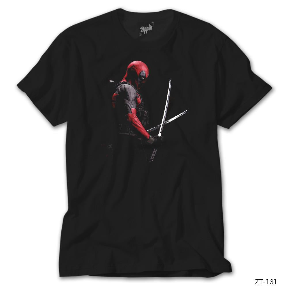 Crows Gate Deadpool Kılıçlı Siyah Tişört