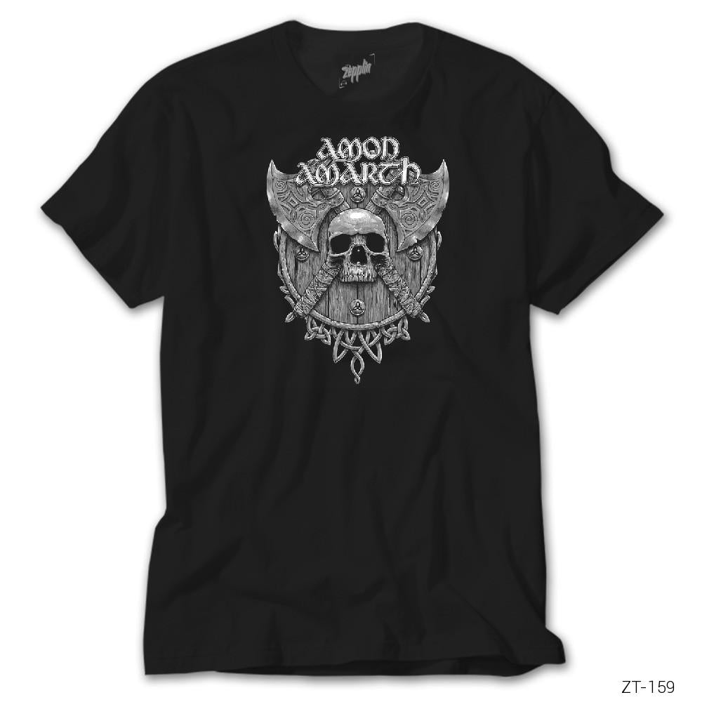 Crows Gate Amon Amarth Skull Axes Siyah Tişört