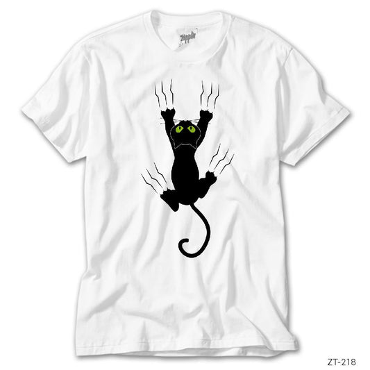 Tırmanan Kedi Beyaz Tişört