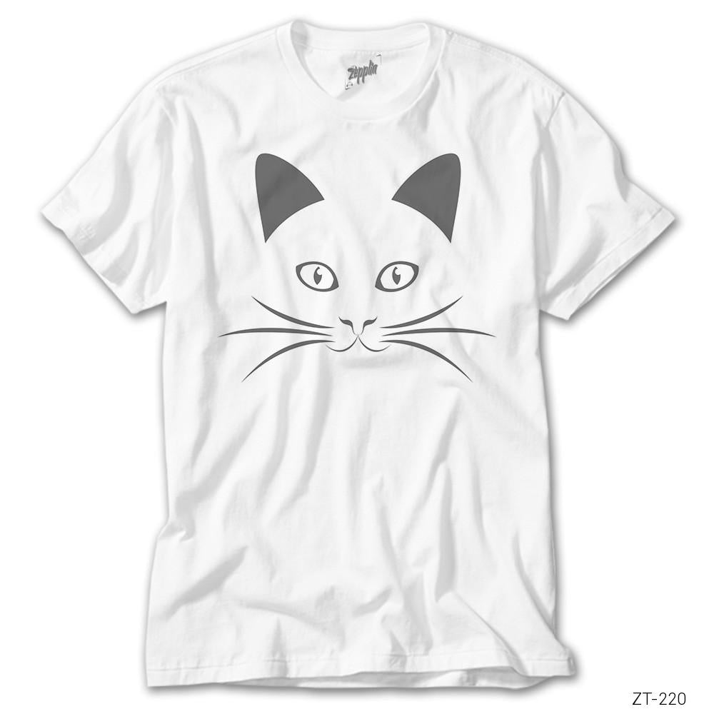 CrowsGate Bıyıklı Kedi Beyaz Tişört