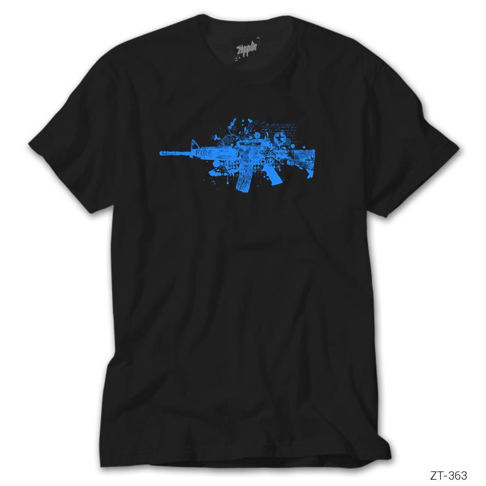 Crows Gate Blue Machine Gun Siyah Tişört