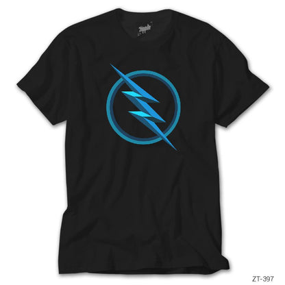 Flash Logo Blue Siyah Tişört