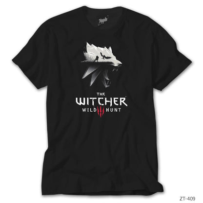 The Witcher 3 Wolf Silhouette Siyah Tişört
