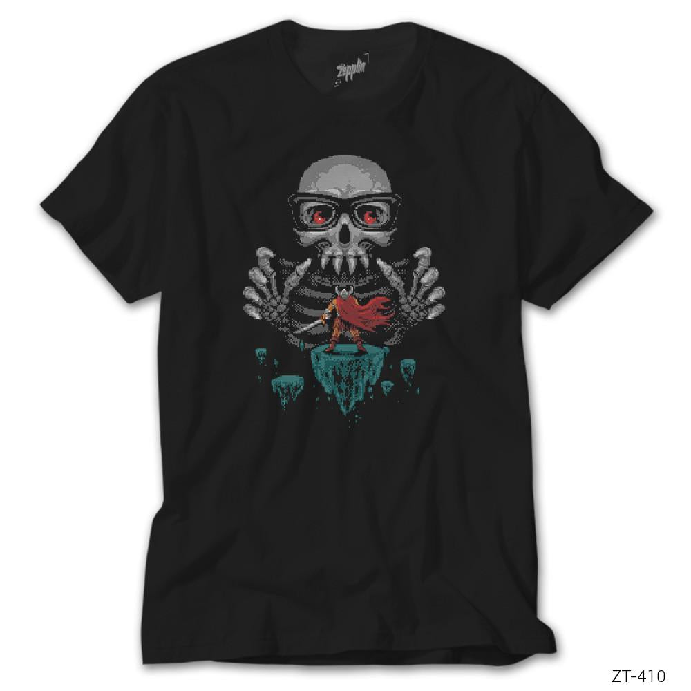 Crows Gate 8bit Skull Siyah Tişört
