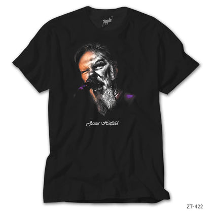 Metallica James Hetfield microphone Siyah Tişört