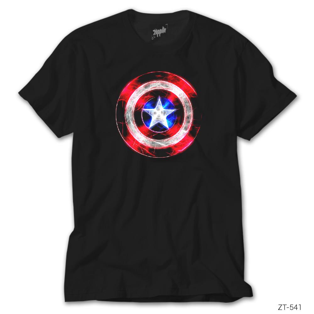 Crows Gate Captain America Sheild Neon Siyah Tişört