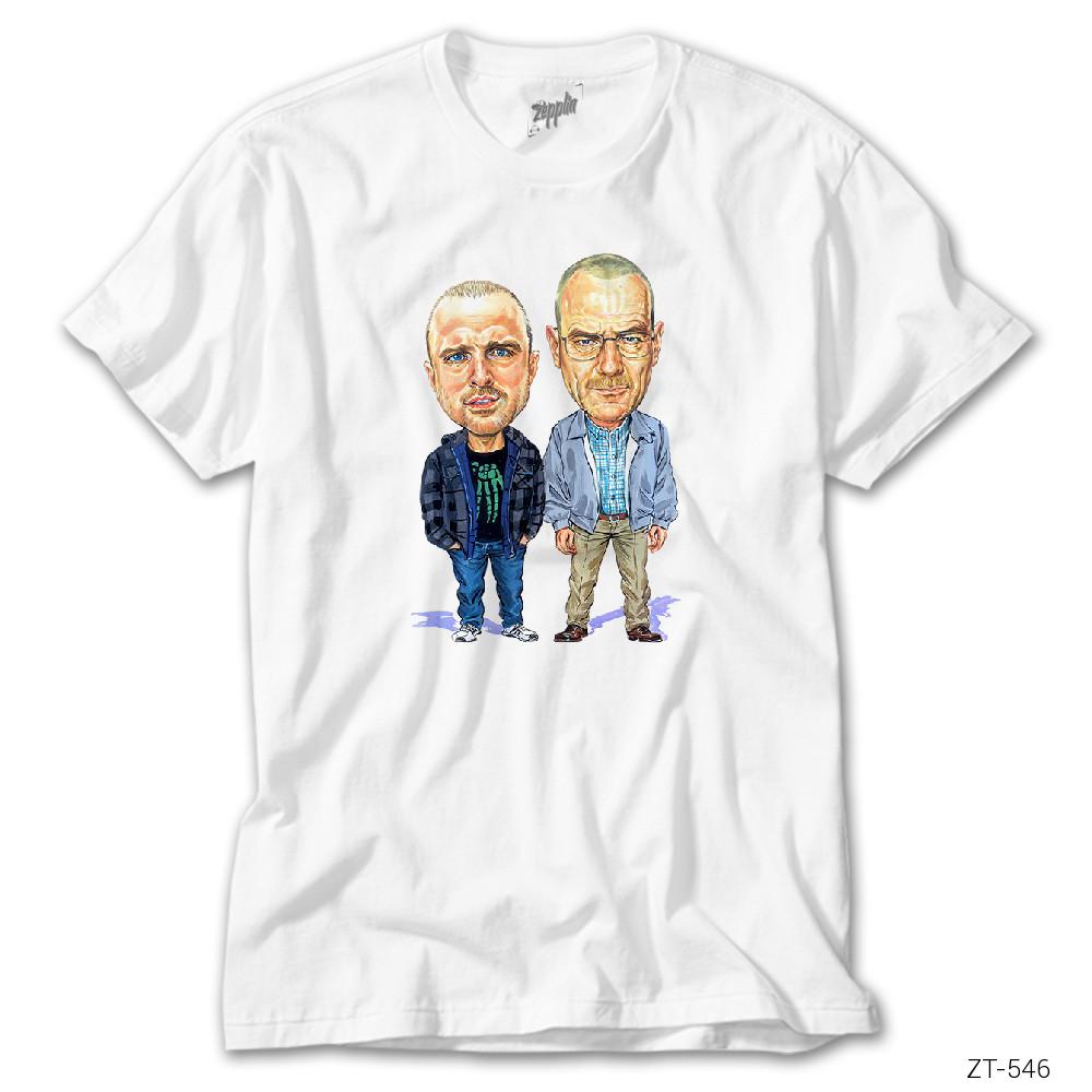 Crows Gate Breaking Bad Pinkman and Walter White Beyaz Tişört