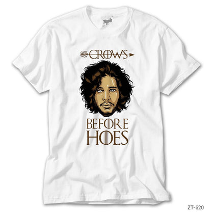 Game of Thrones Crows Before Hoes Cartoon Beyaz Tişört