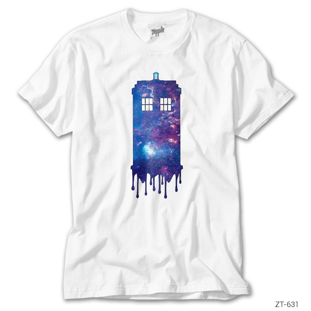 Doctor Who Police Box Paint Beyaz Tişört
