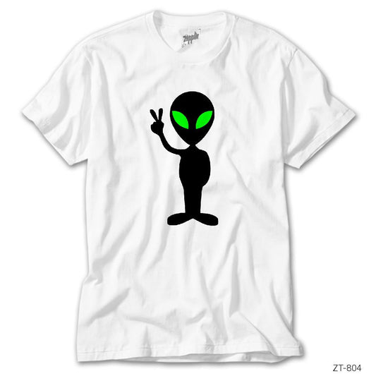 Peaceful Alien Beyaz Tişört