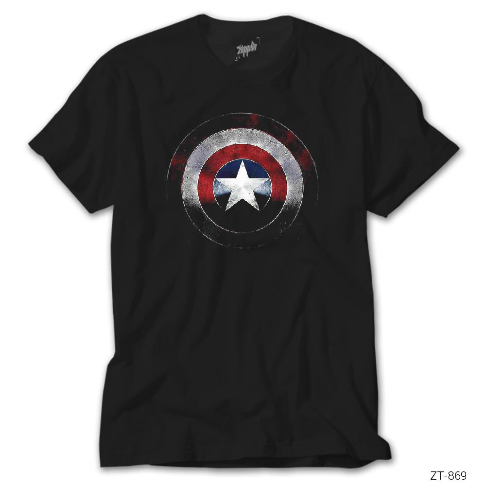 Crows Gate Captain America Shield Siyah Tişört