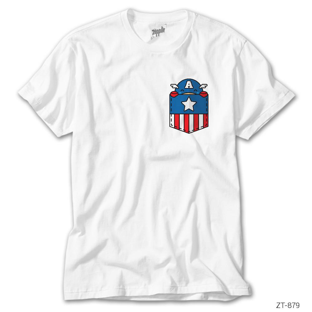 Crows Gate Captain America Pocket Beyaz Tişört