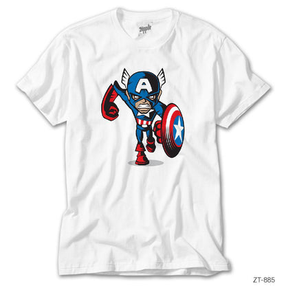 Captain America Cartoon Beyaz Tişört